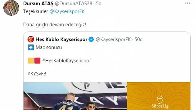 Dursun Ataş: Daha güçlü geleceğiz