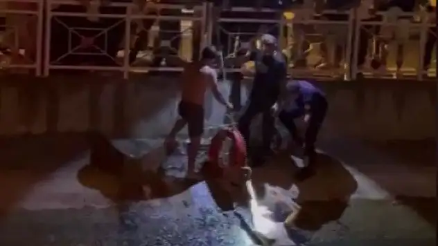 Ekiplerin uygulamasına girmemek için kanala atladı! Vatandaşlar kurtardı
