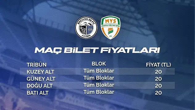 Play-Off heyecanı 20 TL! Erciyes 38 taraftarını bekliyor