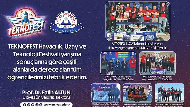 ERÜ'de TEKNOFEST başarısı