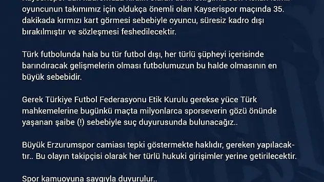 Erzurumspor Yaw Ackah'ı kadro dışı bıraktı