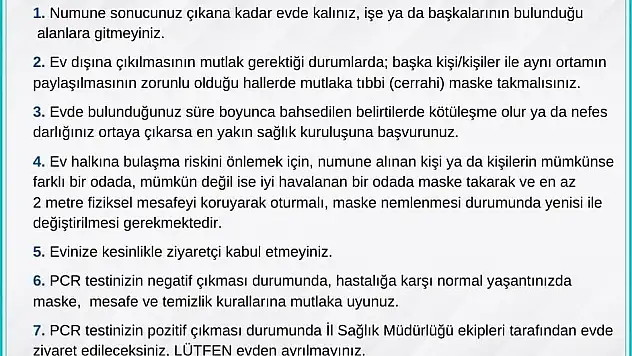 İl Sağlık Müdürlüğü'nden PCR test sonucu bekleyen vatandaşlara uyarı