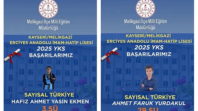 İşte Kayseri'nin YKS'deki gurur tablosu