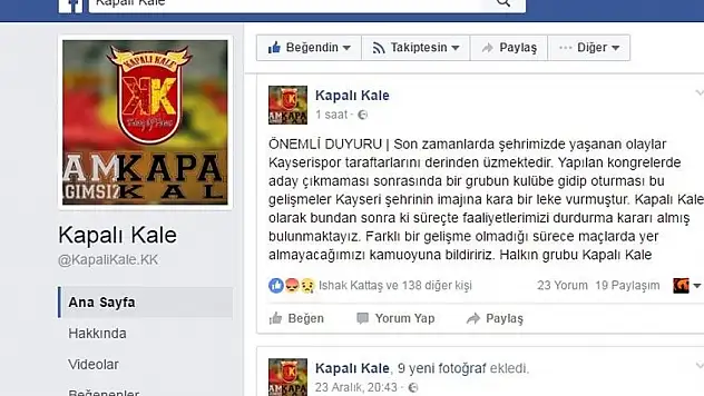 Kapalı Kale &quotYokum&quot dedi