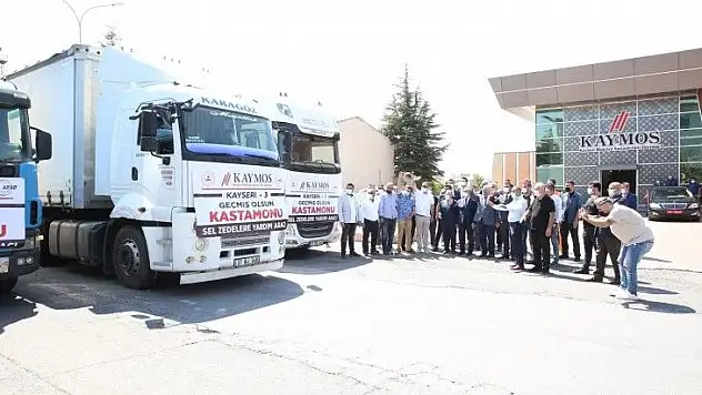 KAYMOS'tan sel bölgesine 13 tır mobilya yardımı