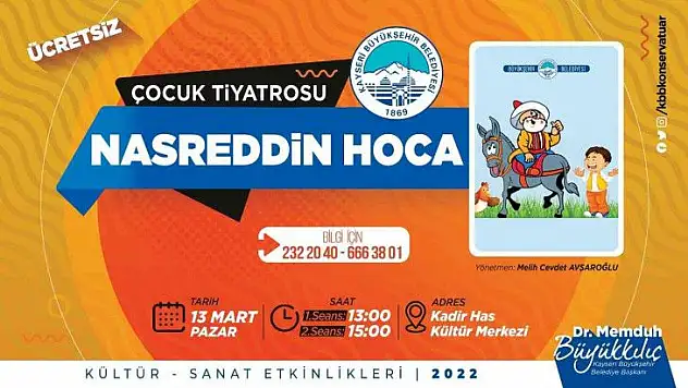 Kayseri Büyükşehir Belediyesi'nden Kültür Sanat etkinlikleri