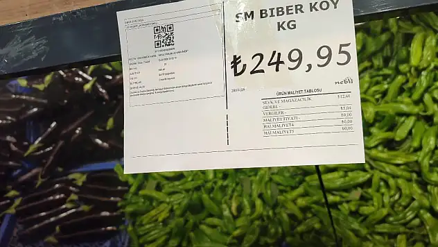 Kayseri'de bir market tarafından 63 liraya alınıp, 250 TL'ye satılan biber tartışma konusu oldu!
