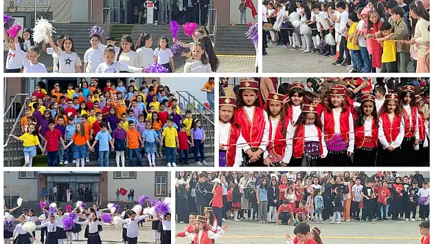 Kayseri'de o okuldaki 23 Nisan coşkusuna yağmur bile engel olamadı! Renkli görüntüler