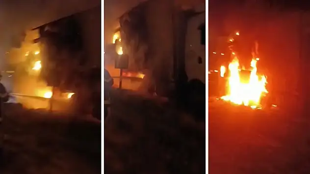 Kayseri'de sebze ve meyve yüklü kamyon alev topuna döndü