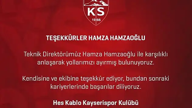 Kayserispor'dan Hamzaoğlu açıklaması