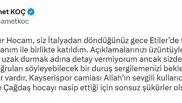 Kayserispor'dan Erdoğan'a yanıt
