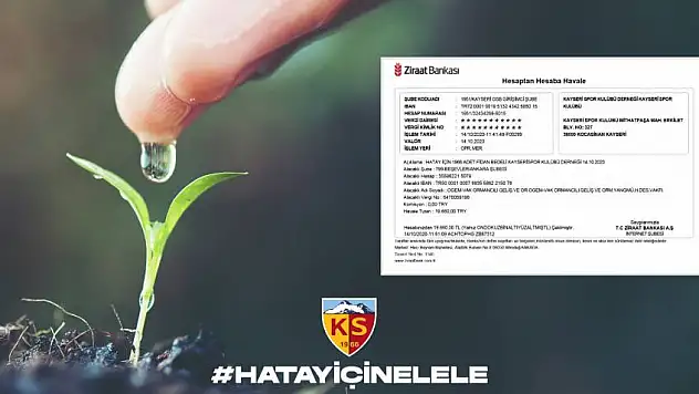 Kayserispor, Hatay için 1966 fidan ödemesini yaptı