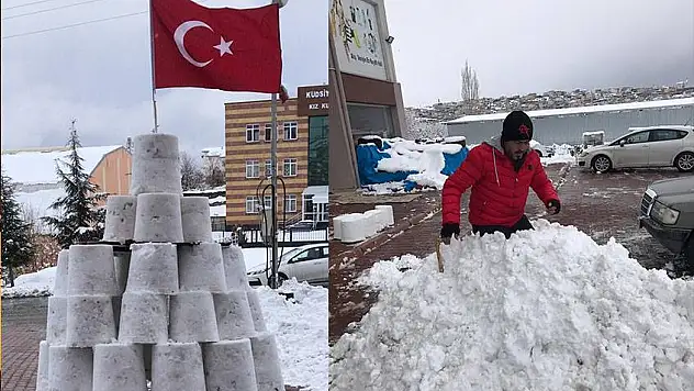 60 kova kar ile yaptı... En tepesine Türk Bayrağı dikti!