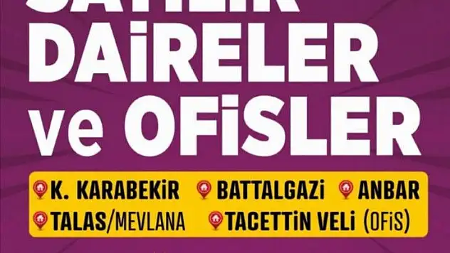 Melikgazi Belediyesi'nden daire ve ofis ihalesi...