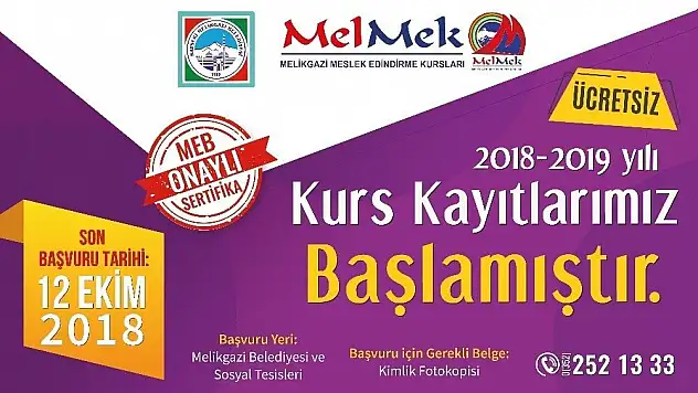 Melikgazi'de MELMEK kurslarına kayıtlar başladı
