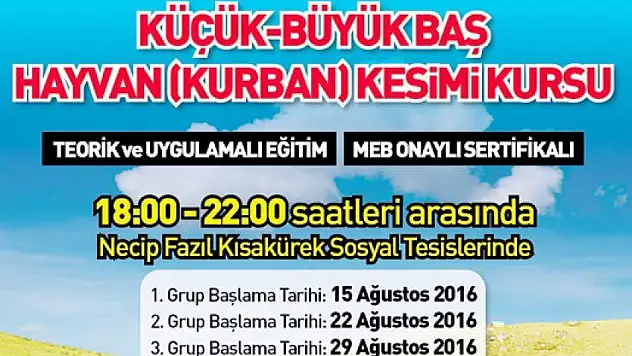 Melikgazi'den kurban kesim kursu