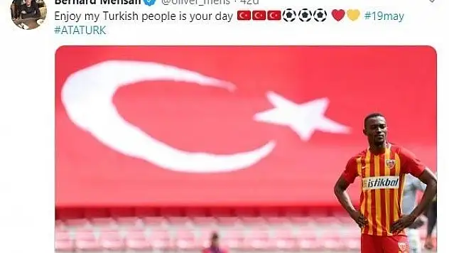 Mensah'tan 19 Mayıs paylaşımı