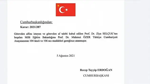 Milli Eğitim Bakanı istifa etti