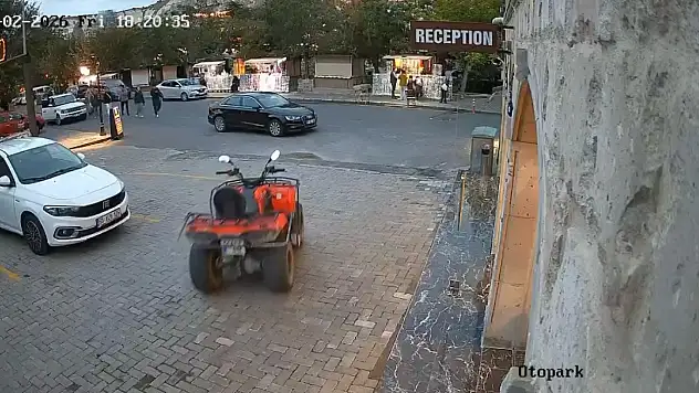 Nevşehir'de park halindeki ATV, bir anda hareket etti