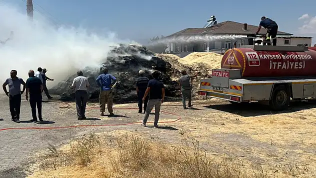 O ilçede bir yangın daha! Saman balyaları kül oldu