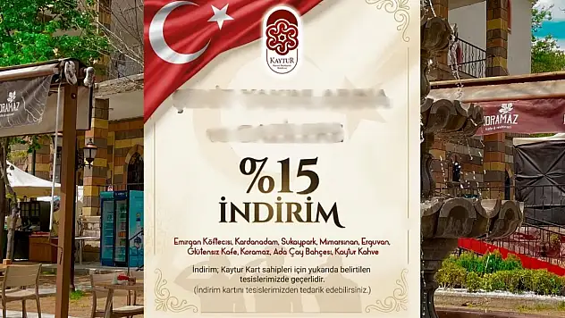 O restoran ve kafelerde yüzde 15 indirim!