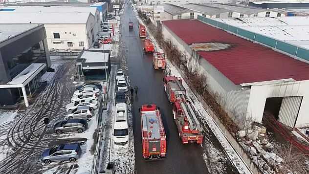 OSB'deki fabrika yangını havadan görüntülendi