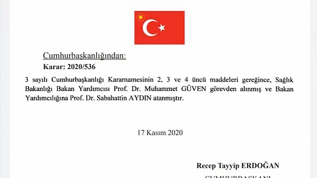SAĞLIK BAKAN YARDIMCISI MUHAMMED GÜVEN GÖREVDEN ALINDI