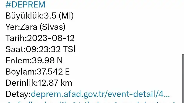 Sivas'ta korkutan deprem