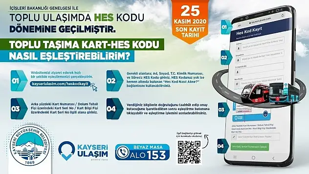 Toplu taşımada HES Kodu eşleştirmede son 2 gün