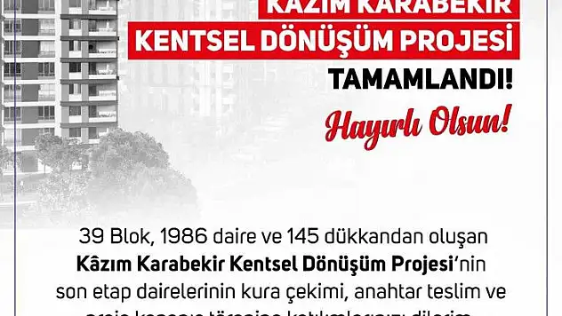 Kazım Karabekir Kentsel Dönüşüm Projesi tamamlandı!