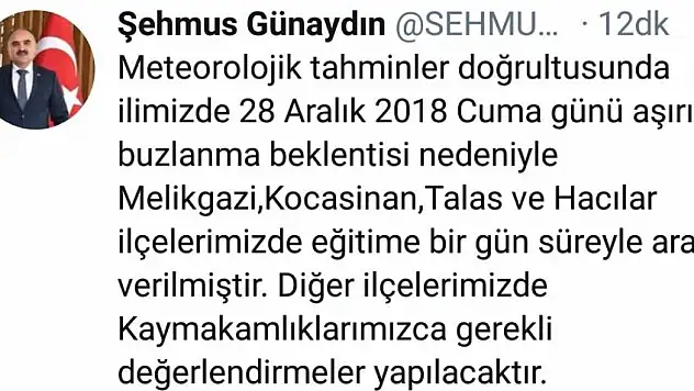 Vali açıkladı: Okullar tatil edildi