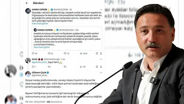 Vali Çiçek'ten ünlü sanatçıya cevap: Müracaatta bulunulmadı