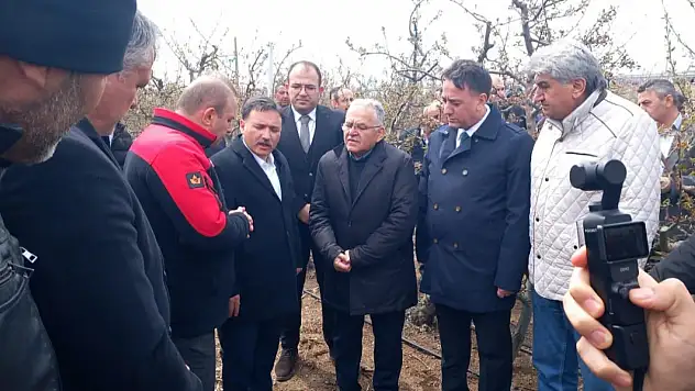 Vali Çiçek ve Başkan Büyükkılıç'tan 'zirai don' incelemesi
