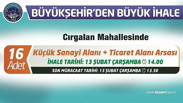 Yatırımcılara Büyükşehir'den arsa fırsatı