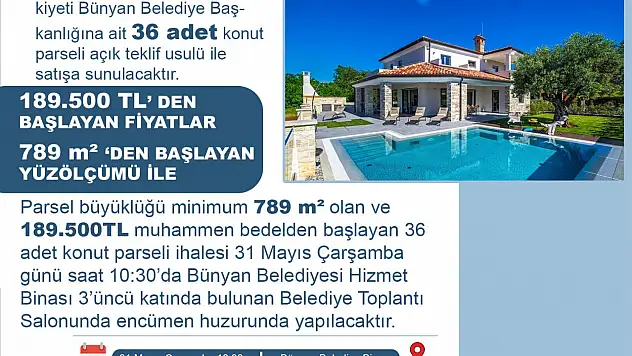 Satışa sunulacak...