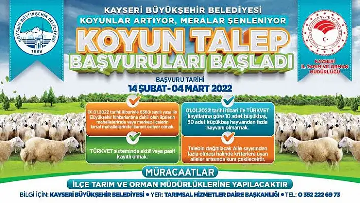 Koyun talep başvuruları başladı