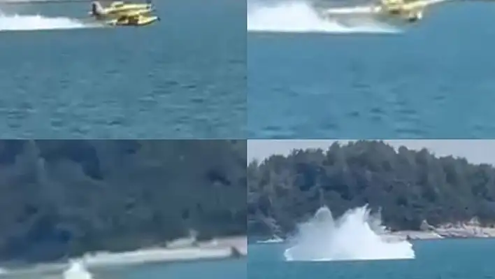 Uçağın suya düşme anı kamerada