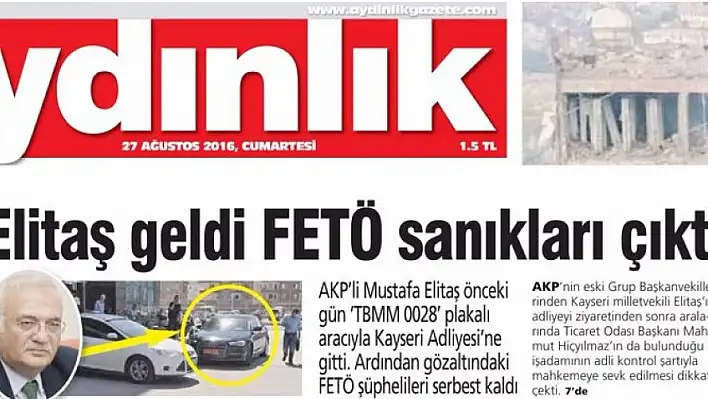 Aydınlık Gazetesi Elitaş'ın Adliye ziyaretini böyle gördü