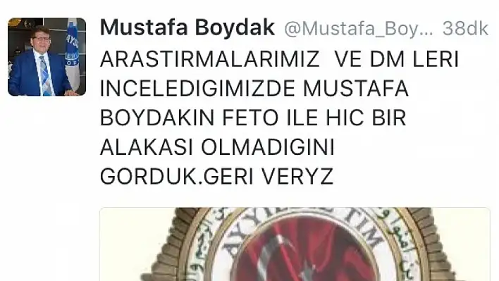 AyyildizTim: Mustafa Boydak FETÖ'cü değil