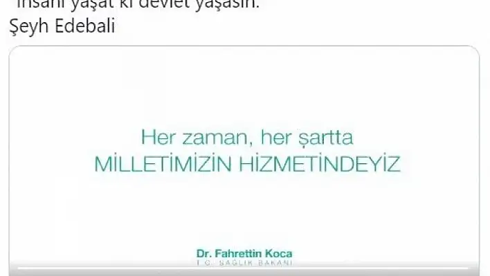 Bakan Koca'dan 'insanı yaşat ki devlet yaşasın' paylaşımı