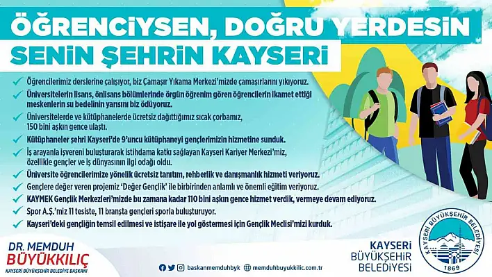 Kayseri, öğrenciler için doğru şehir