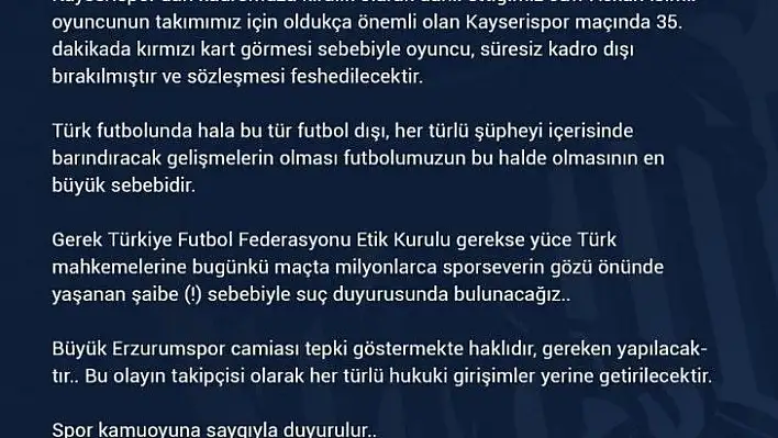 Futbolcuya suç duyurusunda bulunulacak