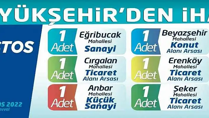 Büyükşehir Belediyesi arsa satacak!