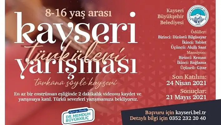 Büyükşehir'in Kayseri Türküleri Yarışması'na başvurular sürüyor