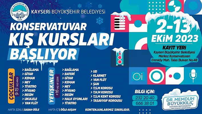 Konservatuvar kış kursları kayıtları bugün başladı