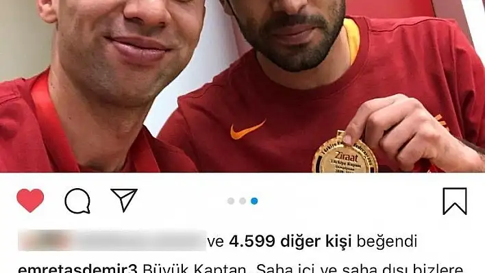 Emre Taşdemir'den kaptan Selçuk İnan'a teşekkür