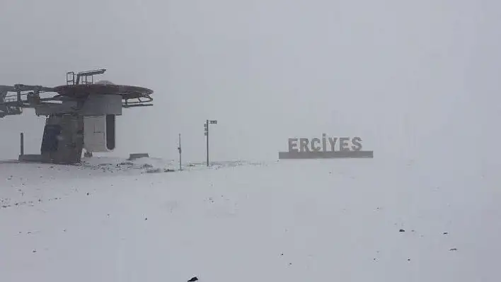 Erciyes'e kar yağıyor...İşte o anlar!