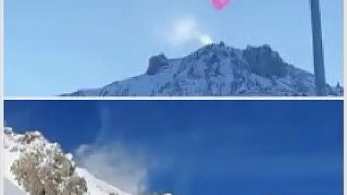 Erciyes'ten çıkan 'dumanın' izini sürdü! Allah Allah diye video çekti...