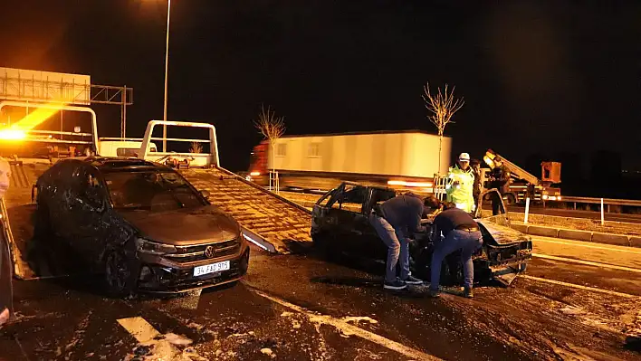 Feci kaza: Yanan tırın sürücüsünü polis kurtardı