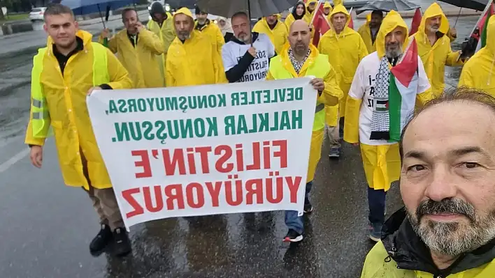 İşte Filistin'e yürüyen Kayserililer'den ilk görüntüler